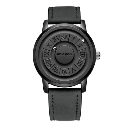 Men's Magnetic Scrolling Pointer Chronograph Watch leather-all-black by HitMyNeed