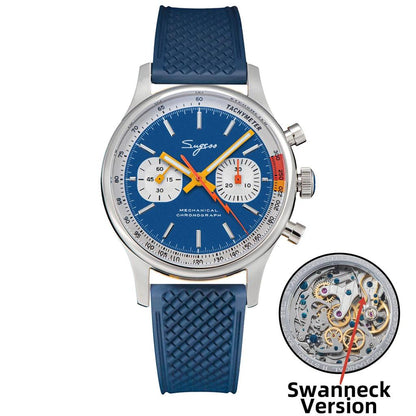 Men's Mechanical Chronograph Watch ST19 Sapphire 40mm b-blue-rubber by HitMyNeed