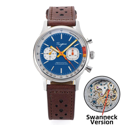Men's Mechanical Chronograph Watch ST19 Sapphire 40mm b-hole-leather by HitMyNeed