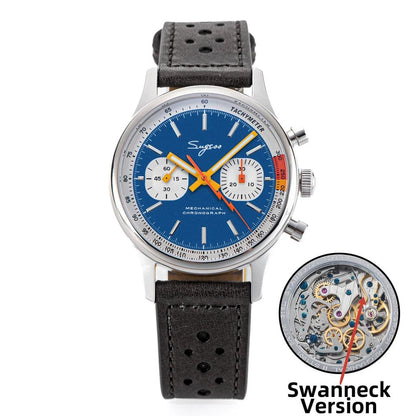 Men's Mechanical Chronograph Watch ST19 Sapphire 40mm b-hole-leatherb by HitMyNeed