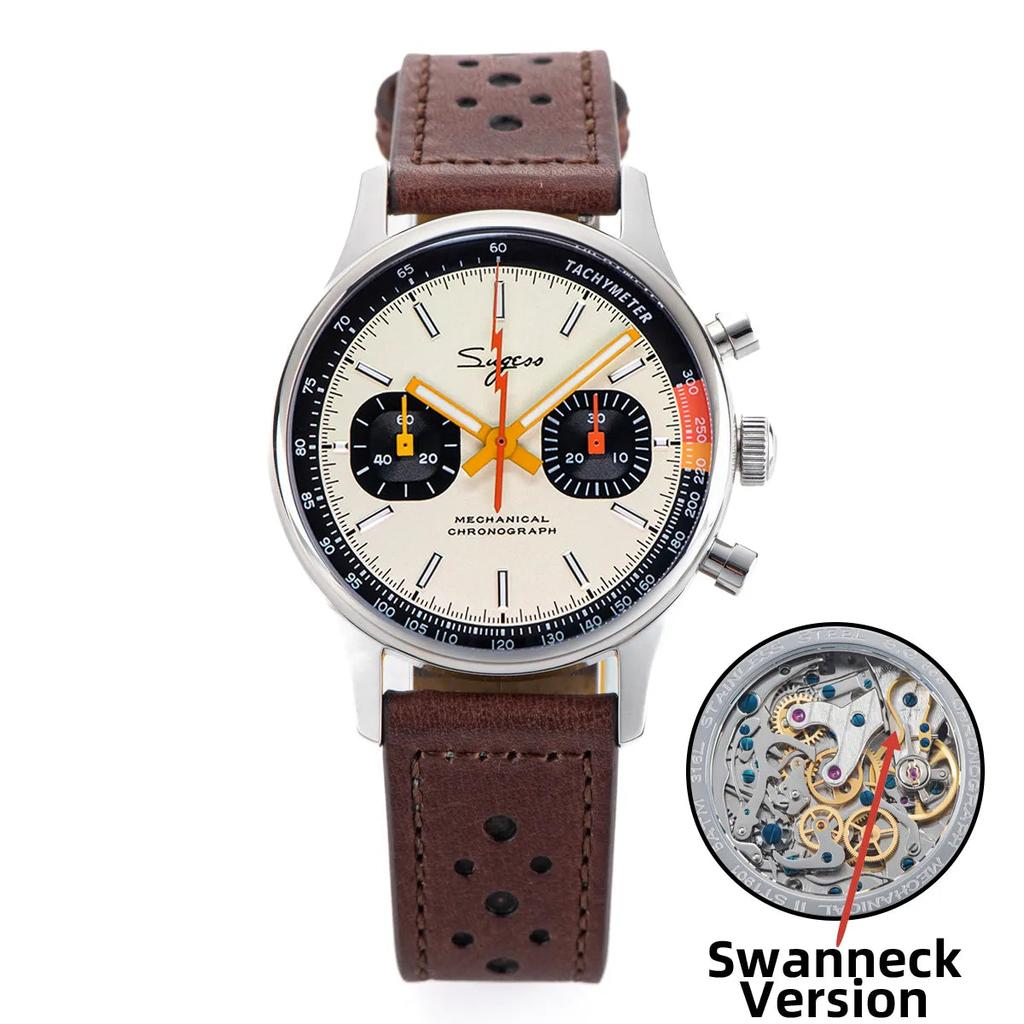 Men's Mechanical Chronograph Watch ST19 Sapphire 40mm c-hole-leather by HitMyNeed