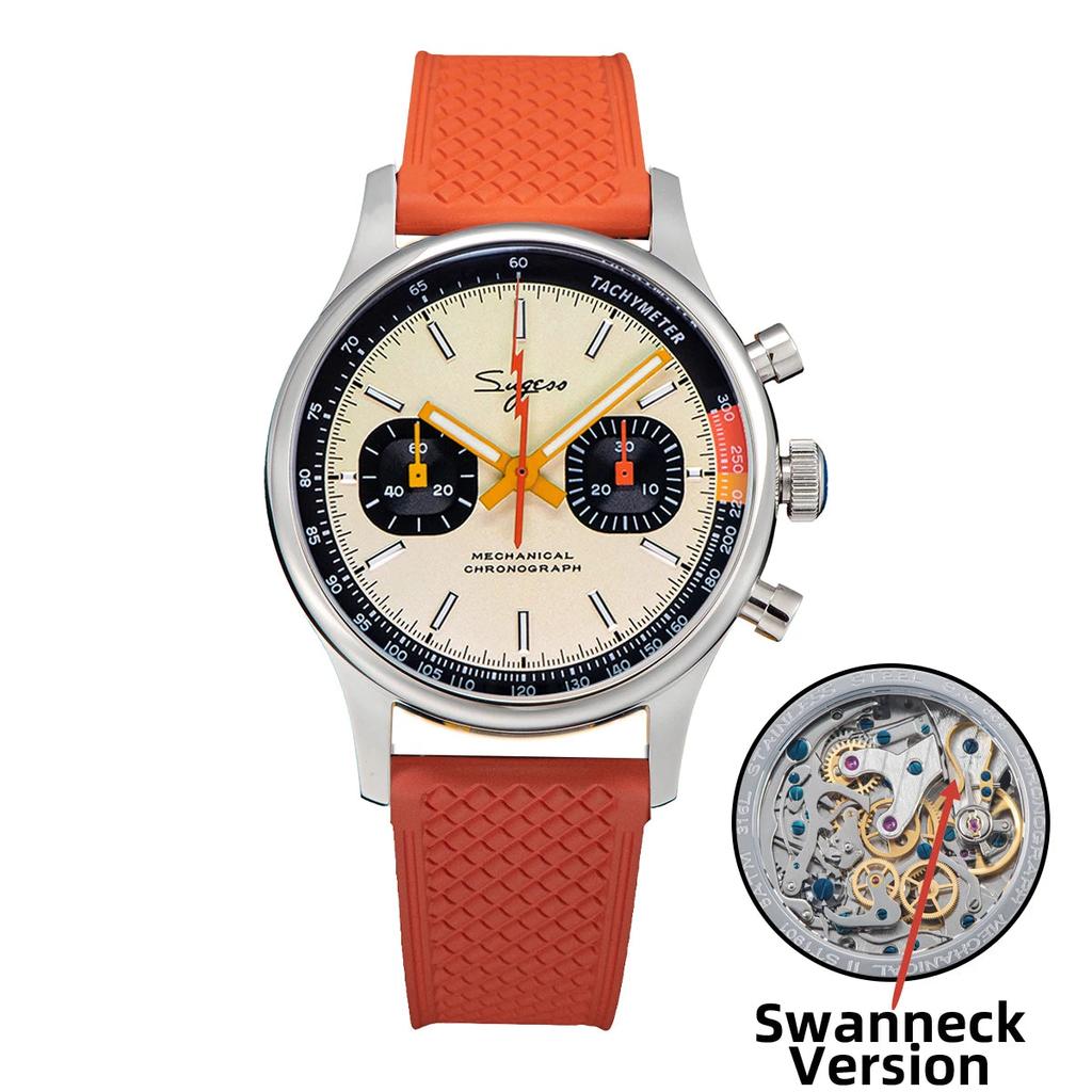 Men's Mechanical Chronograph Watch ST19 Sapphire 40mm c-orange-rubber by HitMyNeed