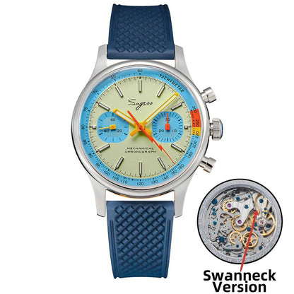 Men's Mechanical Chronograph Watch ST19 Sapphire 40mm tb-blue-rubber by HitMyNeed