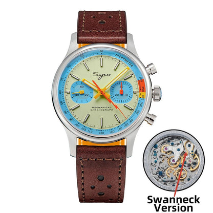 Men's Mechanical Chronograph Watch ST19 Sapphire 40mm tb-hole-leather by HitMyNeed