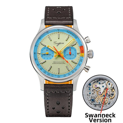 Men's Mechanical Chronograph Watch ST19 Sapphire 40mm tb-hole-leatherb by HitMyNeed