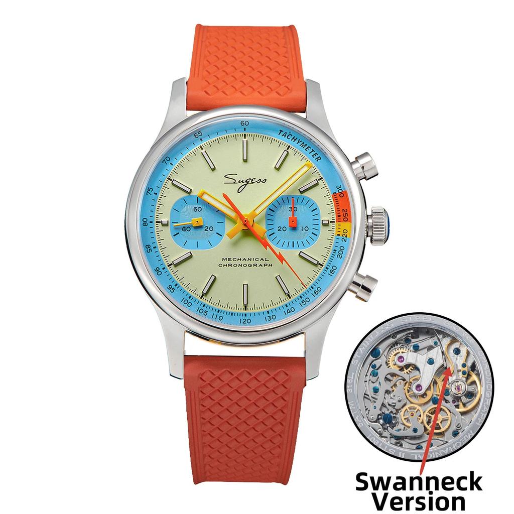 Men's Mechanical Chronograph Watch ST19 Sapphire 40mm tb-orange-rubber by HitMyNeed