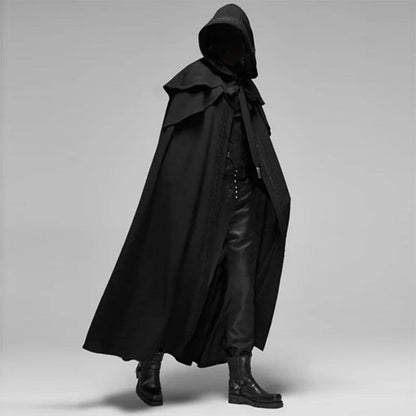 Men's Medieval Gothic Hooded Cloak Costume Robe black s by HitMyNeed