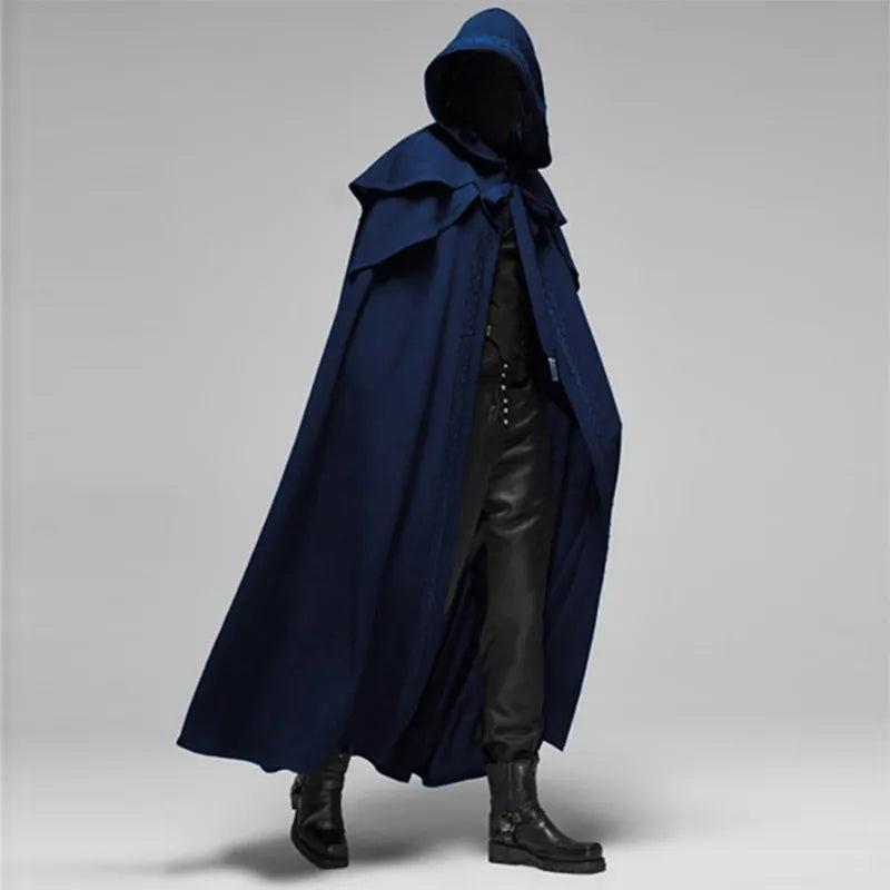 Men's Medieval Gothic Hooded Cloak Costume Robe blue xxl by HitMyNeed