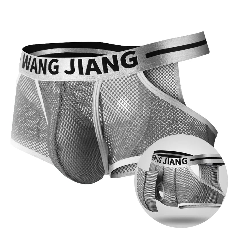 Men's Mesh Boxer Briefs with Sheer Hole Design by HitMyNeed