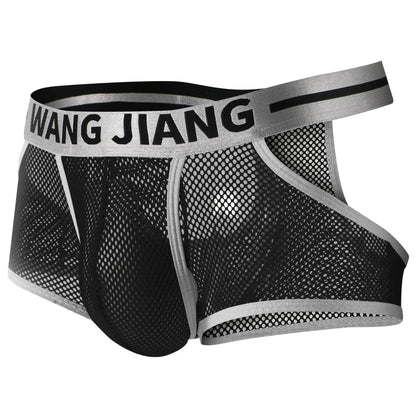 Men's Mesh Boxer Briefs with Sheer Hole Design by HitMyNeed