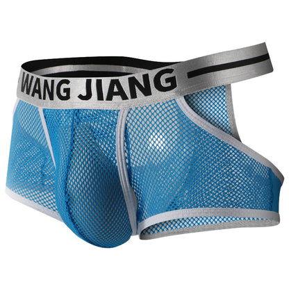 Men's Mesh Boxer Briefs with Sheer Hole Design blue xxl by HitMyNeed