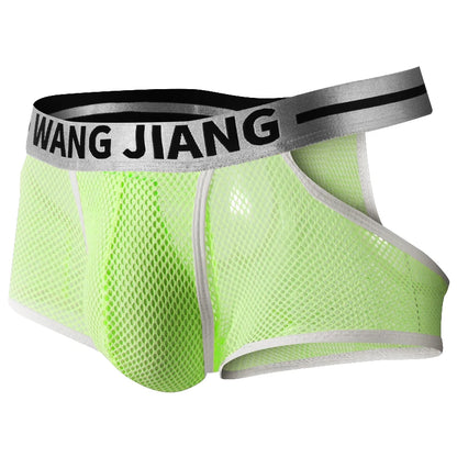 Men's Mesh Boxer Briefs with Sheer Hole Design green xxl by HitMyNeed