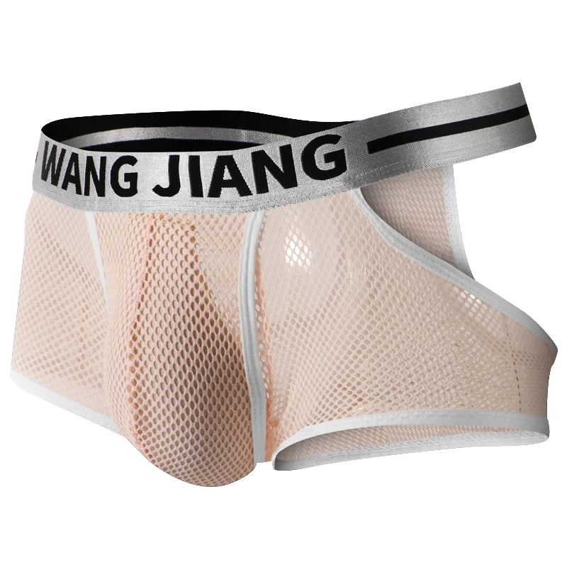 Men's Mesh Boxer Briefs with Sheer Hole Design nude xxl by HitMyNeed