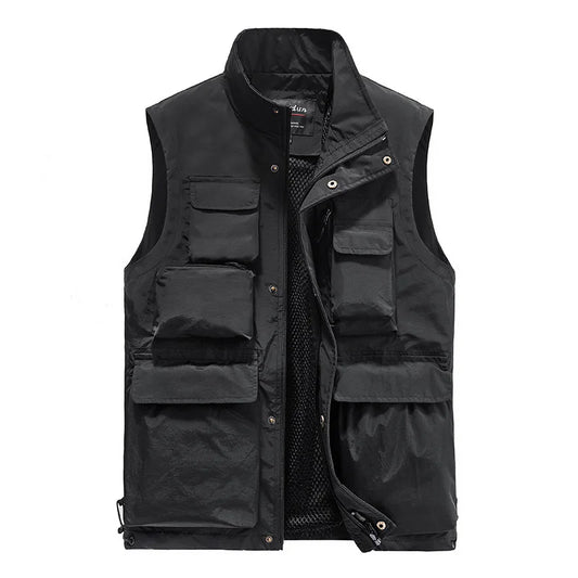 Men's Multi‑Pocket Outdoor Utility Vest black 100-110kg-5xl by HitMyNeed