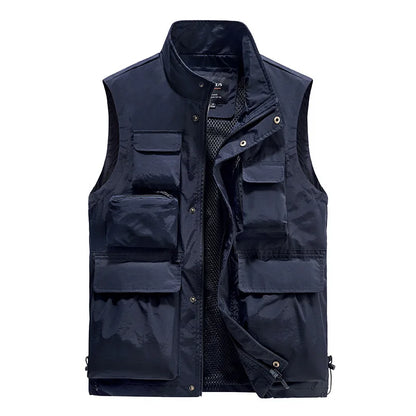 Men's Multi‑Pocket Outdoor Utility Vest navy 100-110kg-5xl by HitMyNeed