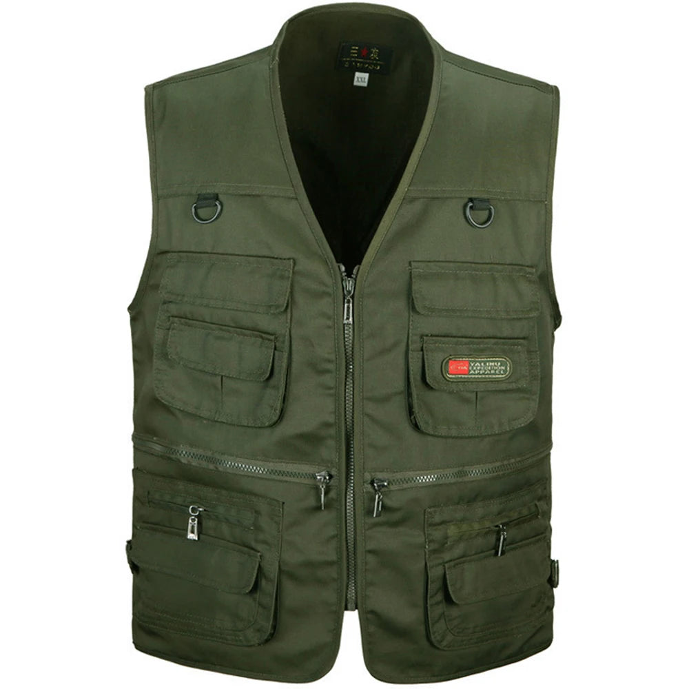 Men's Multi-Pocket Tactical Hiking & Fishing Vest army-green 3xl by HitMyNeed