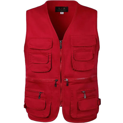 Men's Multi-Pocket Tactical Hiking & Fishing Vest red 3xl by HitMyNeed