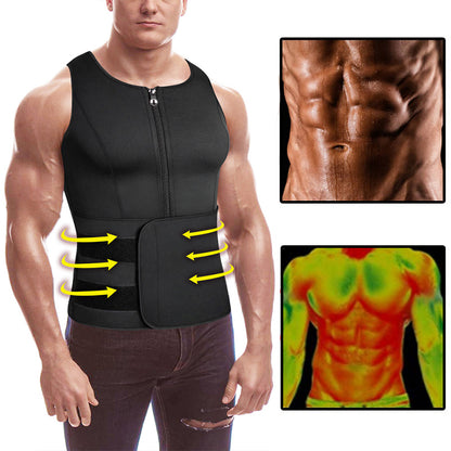 Men's Neoprene Sweat Vest Waist Trainer with Zipper by HitMyNeed