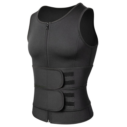 Men's Neoprene Sweat Vest Waist Trainer with Zipper black-double-belts m by HitMyNeed