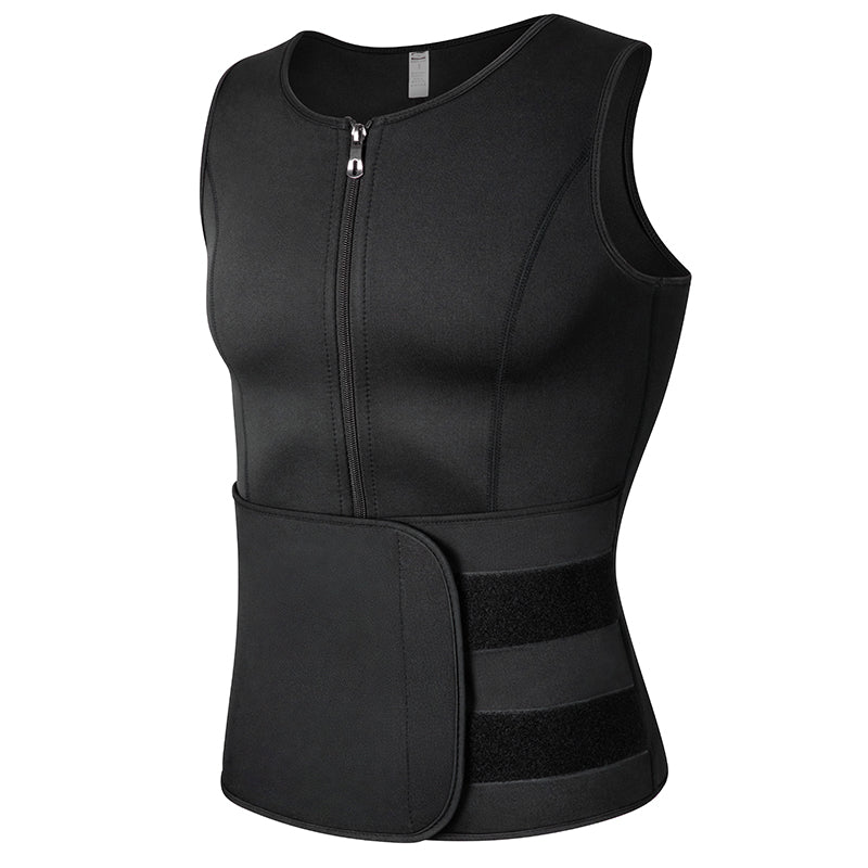 Men's Neoprene Sweat Vest Waist Trainer with Zipper black xl by HitMyNeed