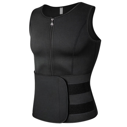 Men's Neoprene Sweat Vest Waist Trainer with Zipper black xl by HitMyNeed