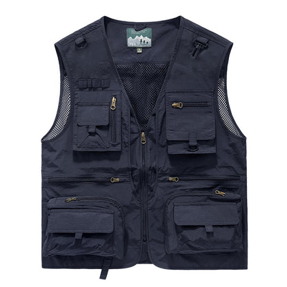 Men's Outdoor Multi‑Pocket Breathable Leisure Vest navy-blue eu-size-l by HitMyNeed