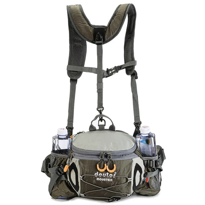 Men's Outdoor Waist Pack with Bottle Holder 8L army-green by HitMyNeed