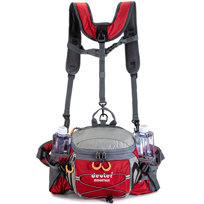 Men's Outdoor Waist Pack with Bottle Holder 8L red by HitMyNeed