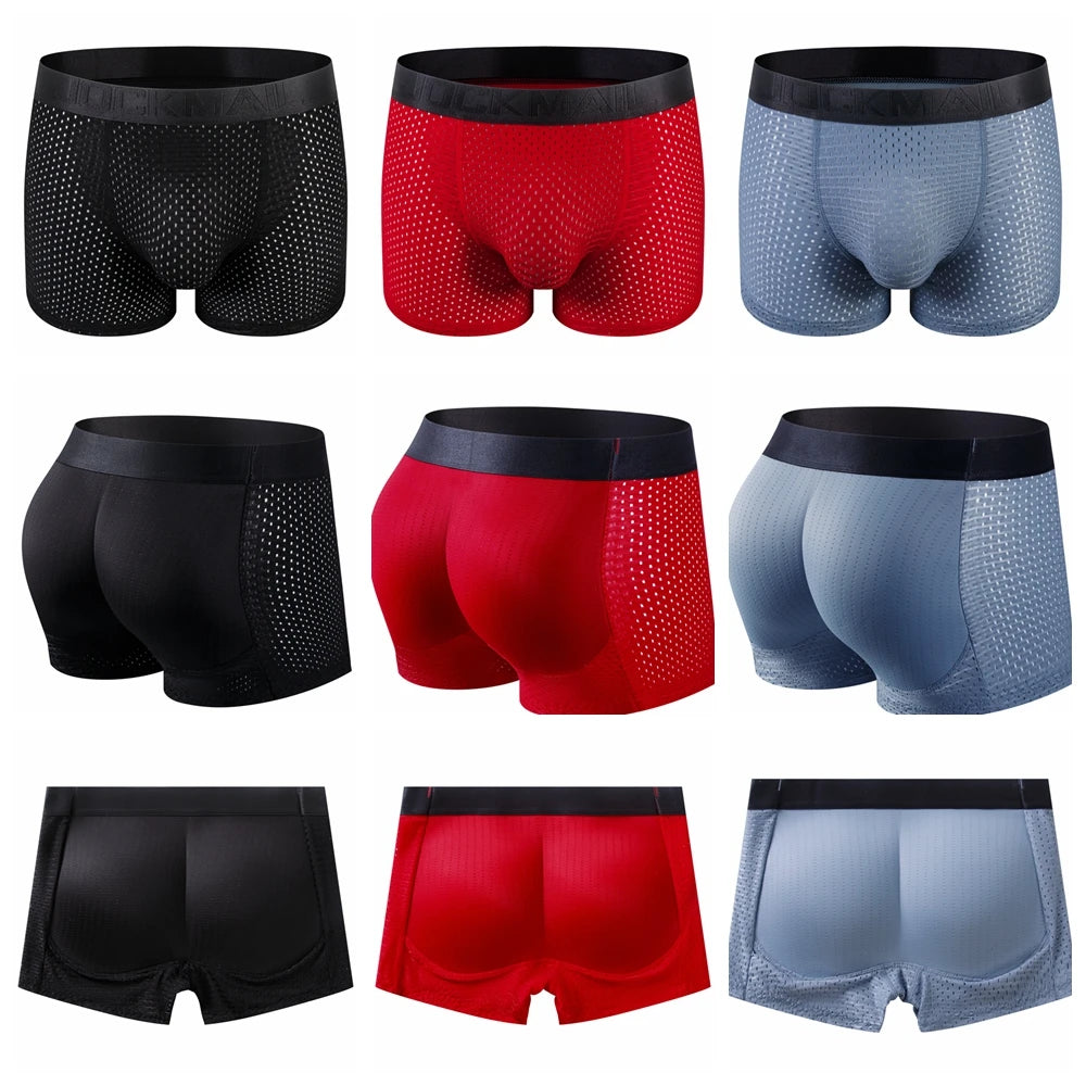 Men's Padded Discreet Butt Enhancer Boxer Briefs Shapewear by HitMyNeed