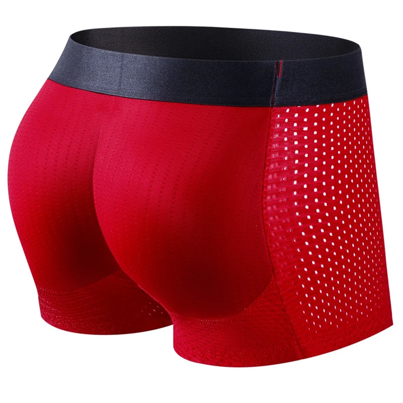 Men's Padded Discreet Butt Enhancer Boxer Briefs Shapewear jm467red xl by HitMyNeed