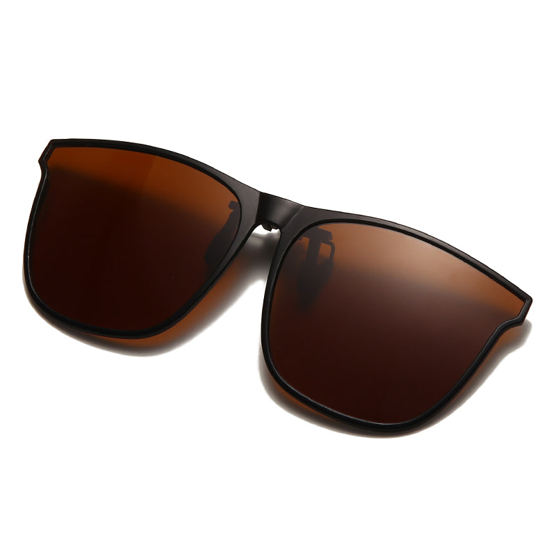 Men's Polarized Clip-On Photochromic Driving Glasses brown by HitMyNeed
