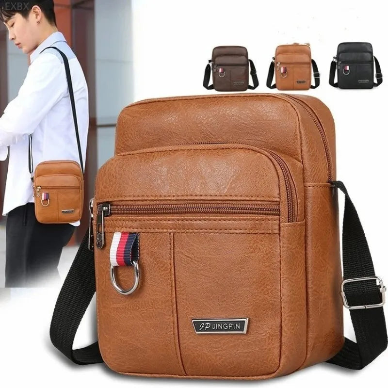 Men's PU Leather Crossbody Messenger Bag 20cm by HitMyNeed