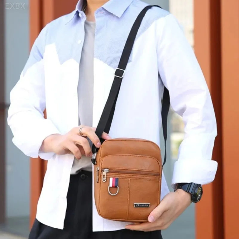Men's PU Leather Crossbody Messenger Bag 20cm by HitMyNeed