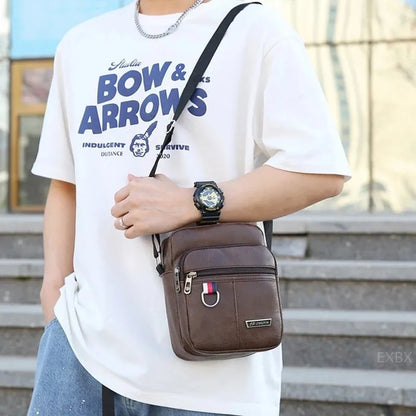 Men's PU Leather Crossbody Messenger Bag 20cm by HitMyNeed