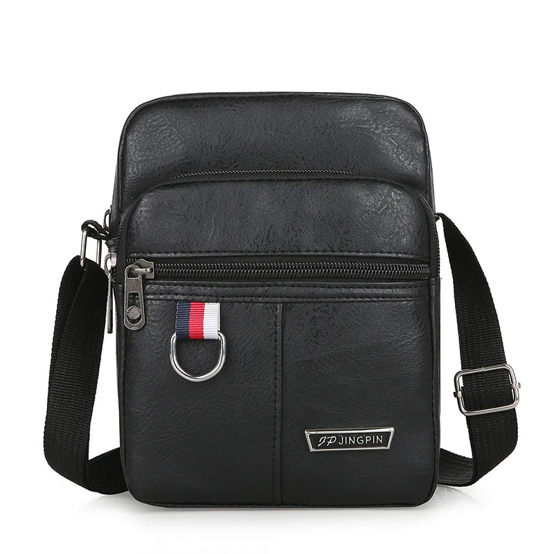 Men's PU Leather Crossbody Messenger Bag 20cm black by HitMyNeed