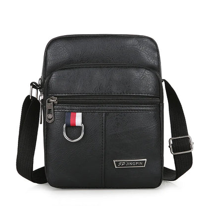 Men's PU Leather Crossbody Messenger Bag 20cm black by HitMyNeed