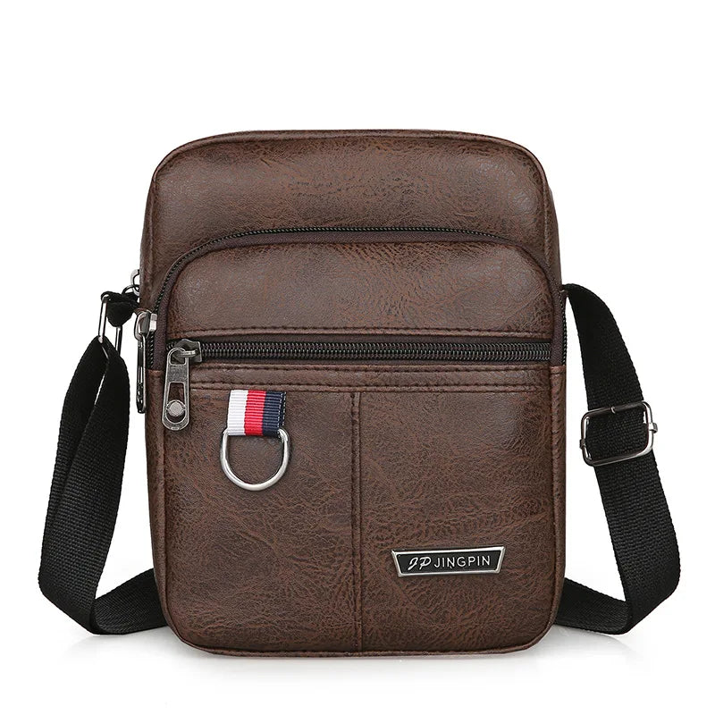 Men's PU Leather Crossbody Messenger Bag 20cm dark-brown by HitMyNeed