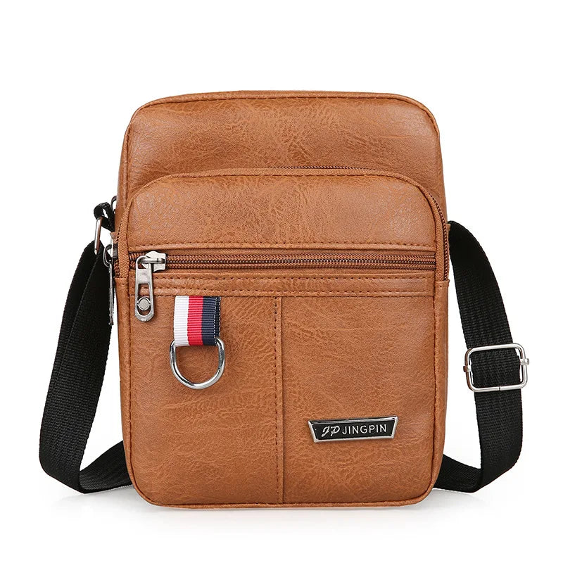 Men's PU Leather Crossbody Messenger Bag 20cm light-brown by HitMyNeed