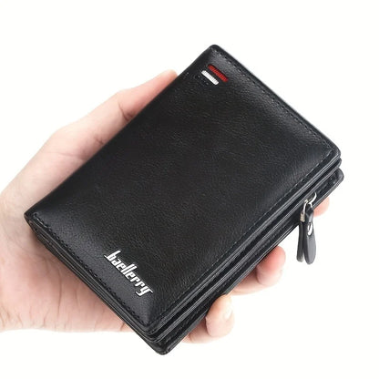 Men's PU Leather Short Wallet with Zipper Coin Pocket by HitMyNeed