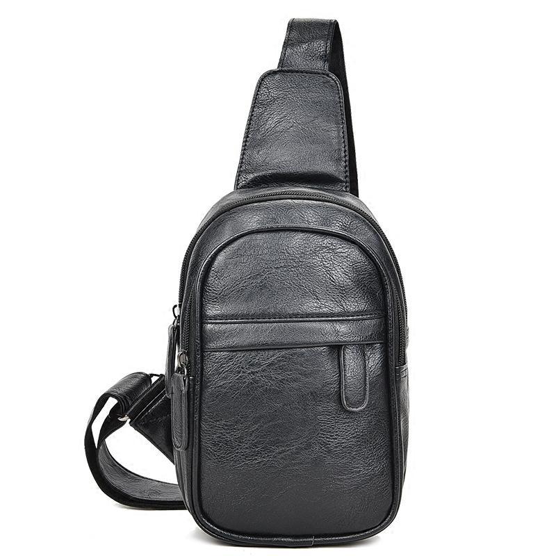 Men's PU Leather Small Crossbody Chest Bag by HitMyNeed