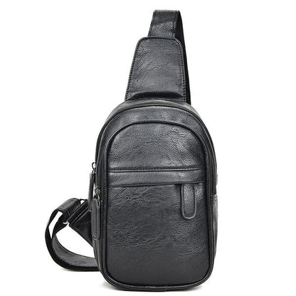 Men's PU Leather Small Crossbody Chest Bag by HitMyNeed