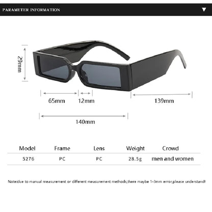 Men's Rectangle Black Vintage Hip Hop Sunglasses UV400 by HitMyNeed