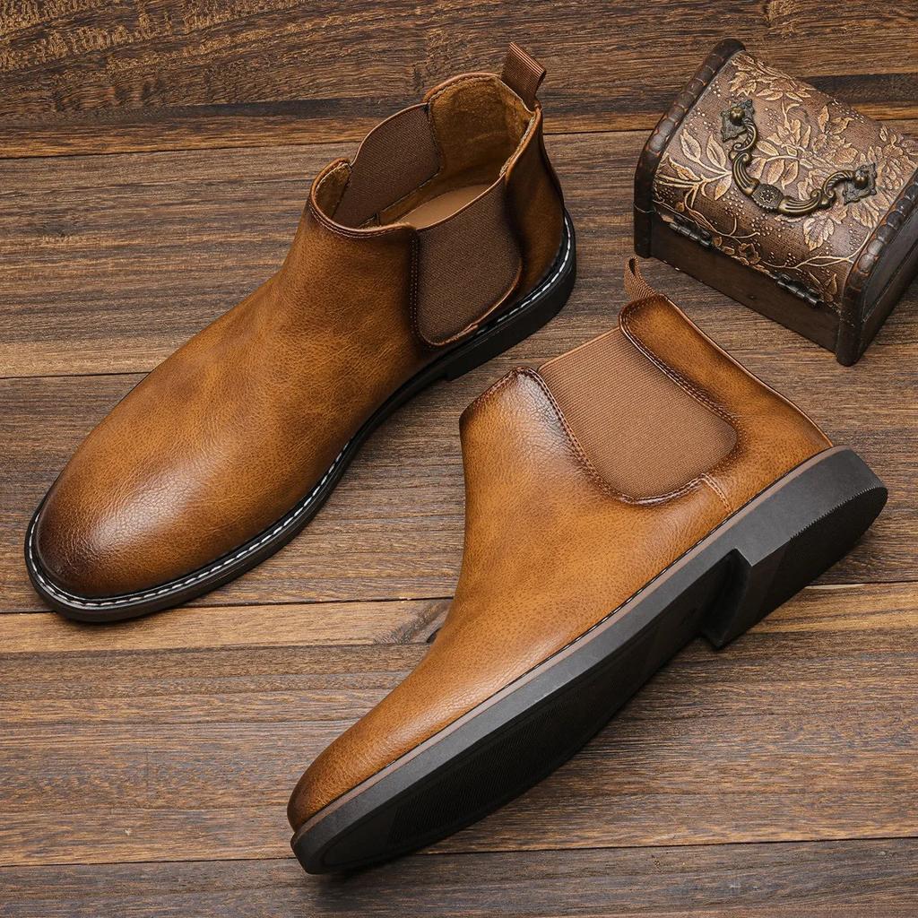 Men's Retro Chelsea Boots - Comfortable & Stylish brow-5238 46.0 by HitMyNeed