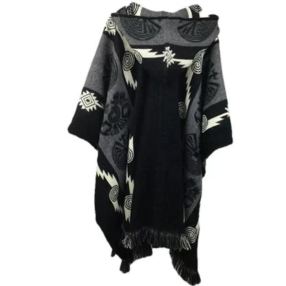 Men's Retro Hooded Knitted Shawl Coat black-gray xxxl by HitMyNeed