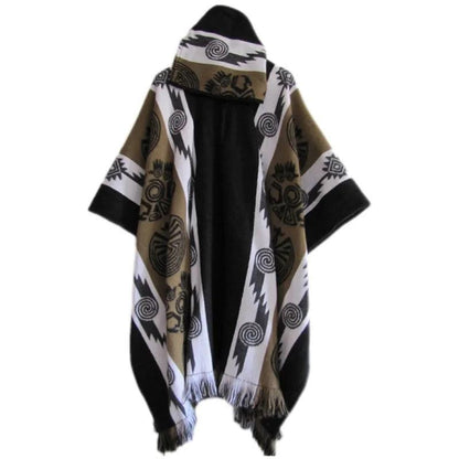 Men's Retro Hooded Knitted Shawl Coat yellow-black xxxl by HitMyNeed