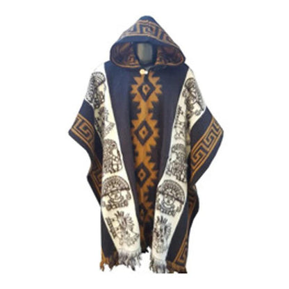 Men's Retro Hooded Knitted Shawl Coat yellowish-blue xxxl by HitMyNeed
