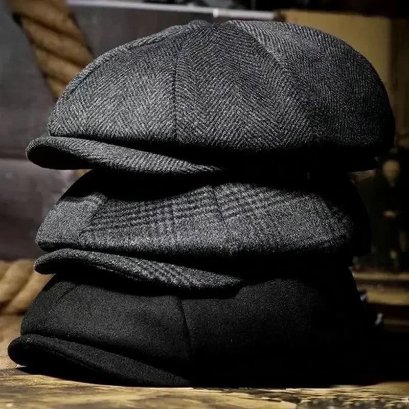 Men's Retro Tweed Newsboy Cap with Brim by HitMyNeed