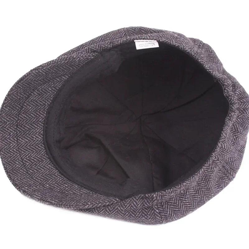 Men's Retro Tweed Newsboy Cap with Brim by HitMyNeed