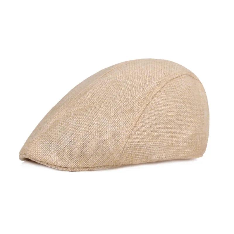 Men's Retro Tweed Newsboy Cap with Brim beige by HitMyNeed