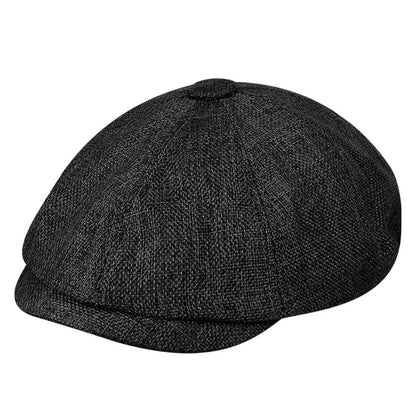 Men's Retro Tweed Newsboy Cap with Brim black by HitMyNeed